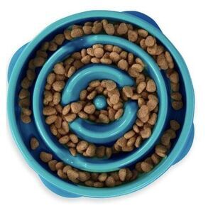 Outward Hound Fun Slow Feeder Dog‎ Bowl Medium Turquoise & Metal Water Bowl